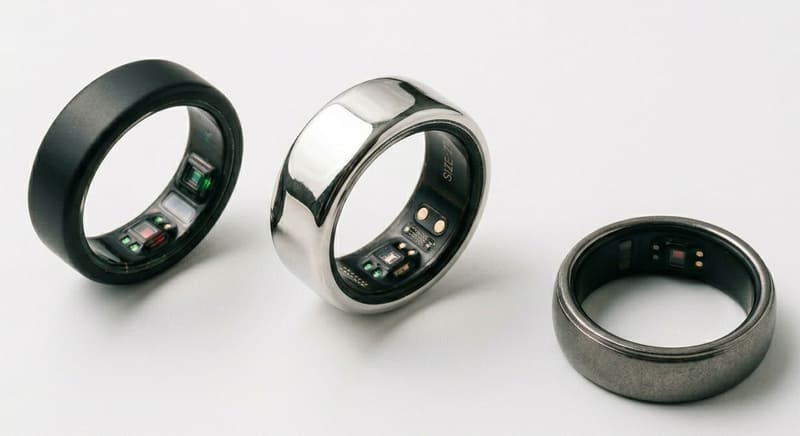 デザインの異なる3種類のスマートリングを並べた写真